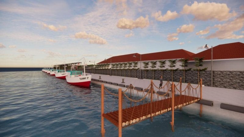 Hasil redesain dermaga di Pelabuhan Perikanan Pantai Tawang Oleh KKN-T Tim 83 Kelompok 1 UNDIP.