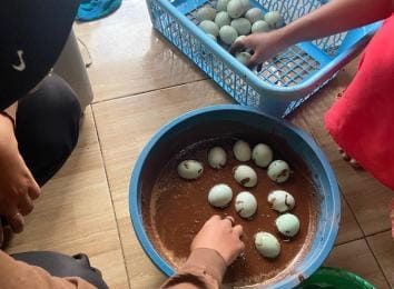 Pendampingan yang dilakukan mahasiswa kepada pelaku UMKM Telur Asin di Kelurahan Karangsari. Fokus pendampingan adalah pada inovasi proses produksi, yaitu mengganti media pengasinan dari abu ke pasir bata untuk menghasilkan telur asin dengan warna kuning lebih cerah dan tekstur masir yang higienis