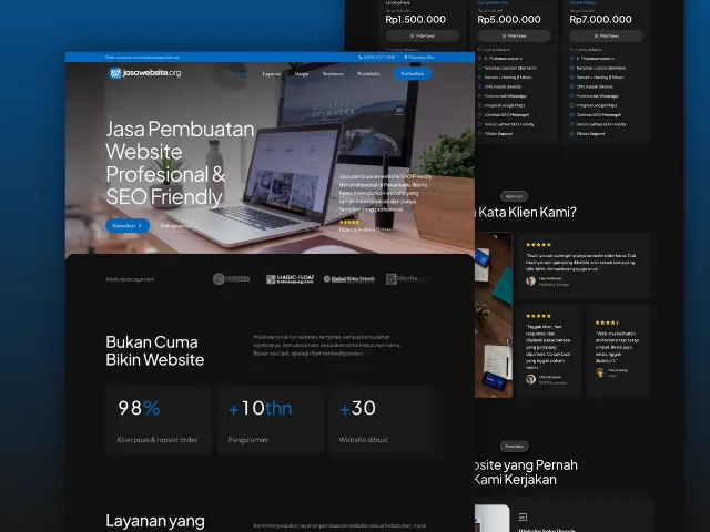 Tampilan jasa pembuatan website pekanbaru ketika diakses di laptop.